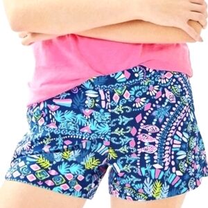 Lilly Pulitzer Small Ocean View Shorts Inky Navy Glow & Flow Pull On Pockets